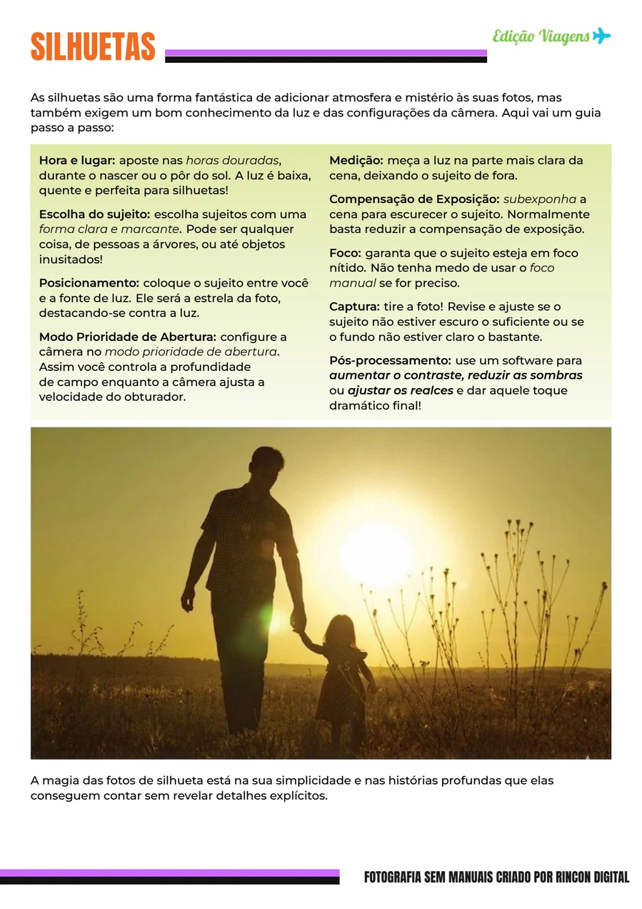 Folha de dicas: silhuetas ao pôr do sol (prévia bloqueada)